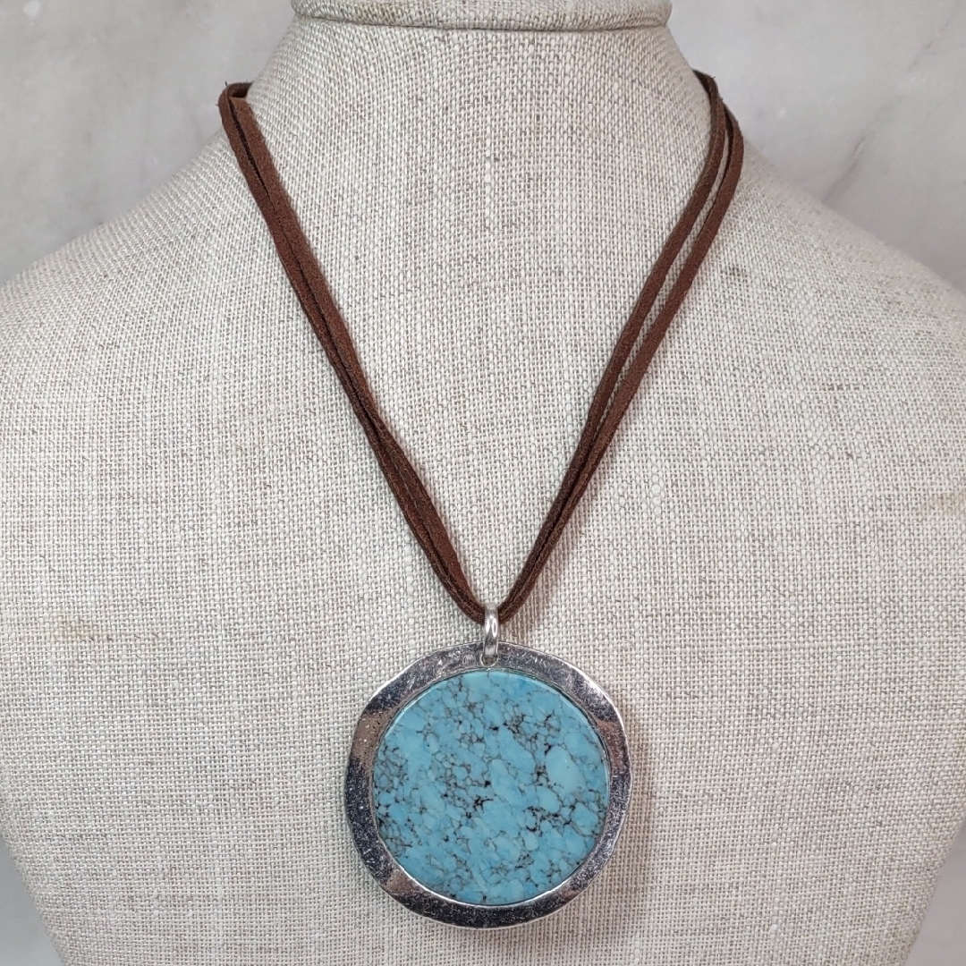 Rlm Soho Sculptural Turquoise Disc Necklace